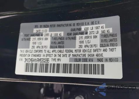 2024 Mazda Cx-30 2.5 S из США, поврежденный, VIN 3MVDMBAMXRM630295